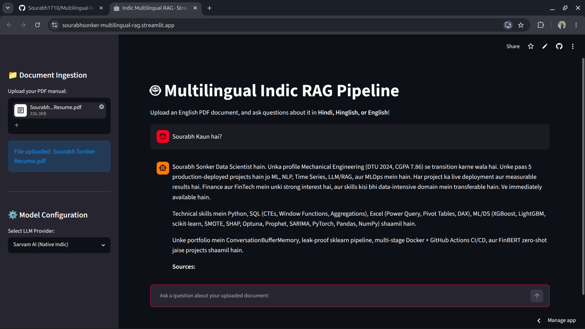 Multilingual Indic RAG Application