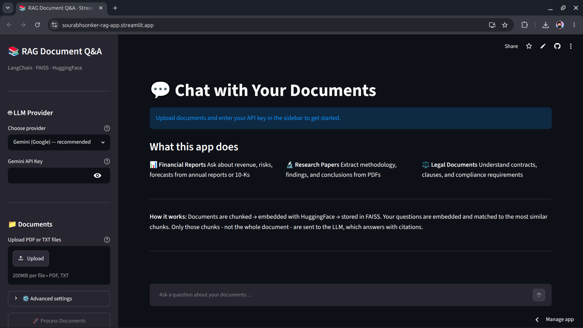 RAG Document Q&A App Interface